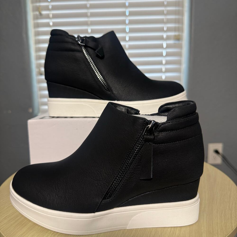 Dream Pairs Women's Platform Wedge Sneaker Ankle Booties, Black, US 6